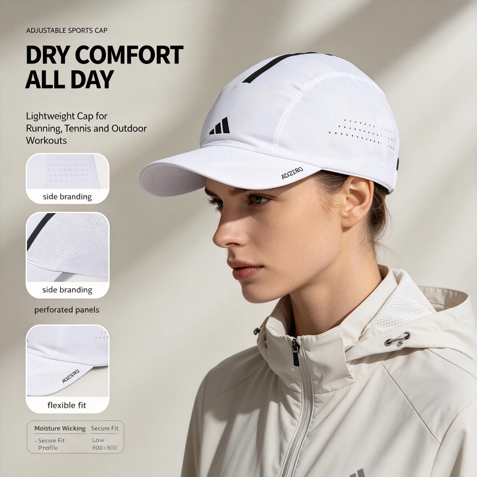 Running Cap Lightweight - قبعة رياضية بيضاء من أديداس خفيفة