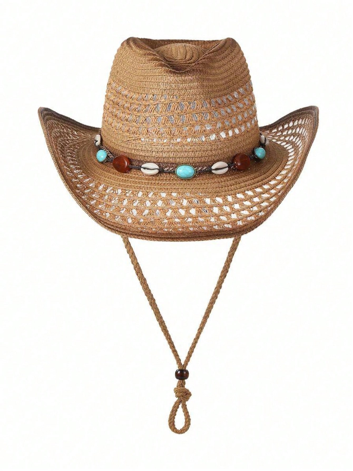Cowboy Hat Straw - قبعة كاوبوي من القش البني المجوف