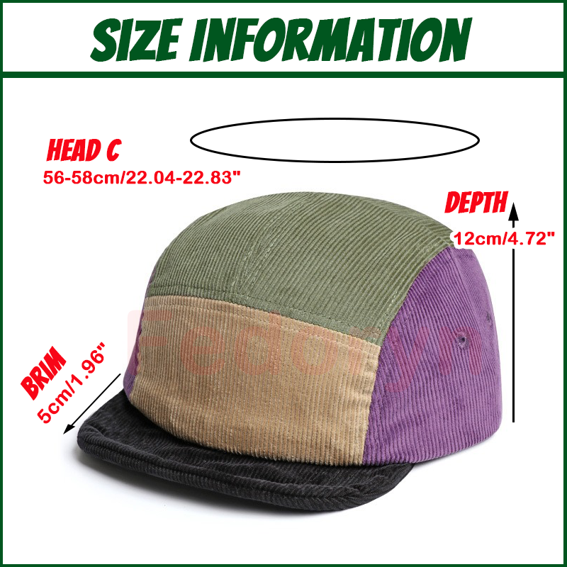 Fedoryn مخصص التطريز الرجعية س - مراجعة Corduroy Cap 5 Panel وسعره