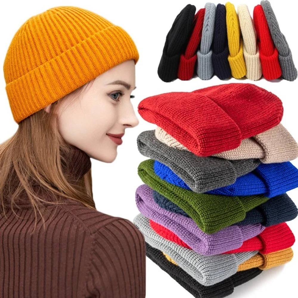 قبعة شتوية للجنسين بلون موحد م - مراجعة Beanie Cuffed Knit وسعره